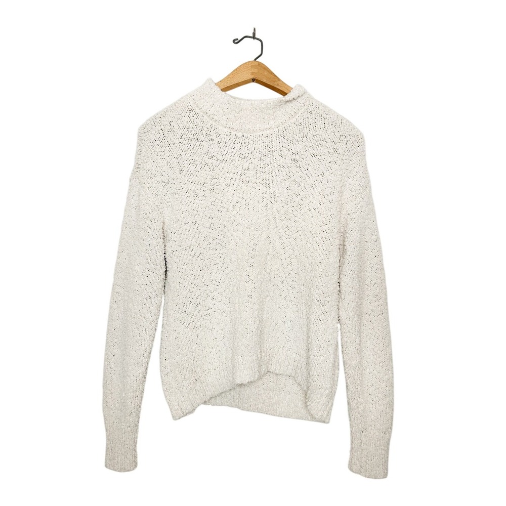Sanctuary Textured Popcorn Knit Neutral Cream Mock Neck Sweater Small S